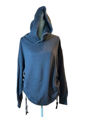 Aerie Dark Gray Side Ruching Hooded Pullover